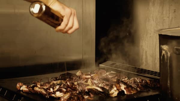 Oil poured over the grill