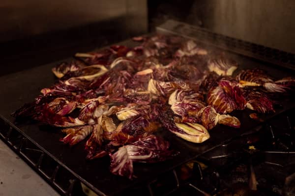 Radicchio charring on the grill